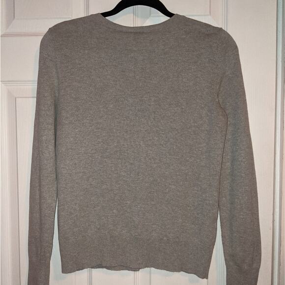 Ann Taylor Loft Gray Button Down Black Sequined Bows Cardigan S - Picture 12 of 12